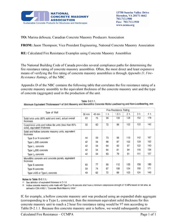 Calculate Fire Resistance Examples